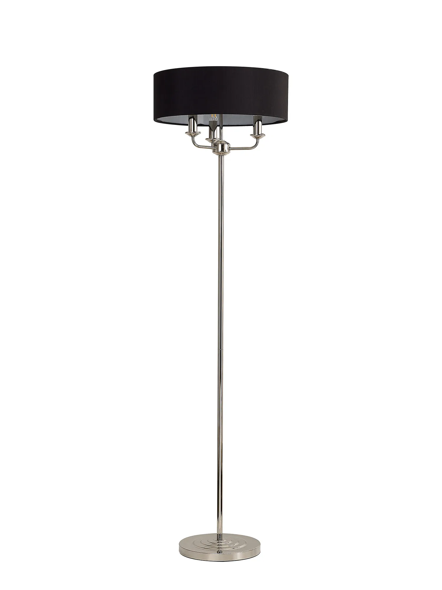 Banyan 45cm 3 Light Floor Lamp Polished Nickel, Black DK0883  Deco Banyan PN BL